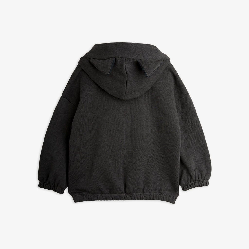 Cat Ears Hoodie (Black) by Mini Rodini