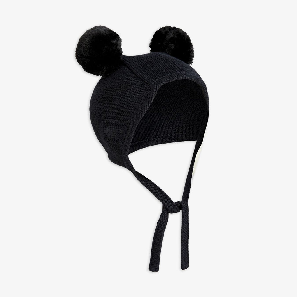 Fine Knit Baby Hat (Black) by Mini Rodini