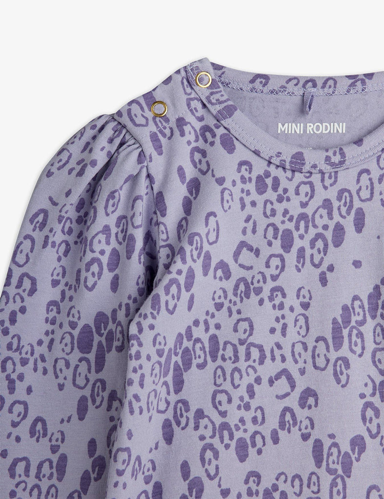 Mini Leopard Long Sleeve Onesie (Purple) by Mini Rodini