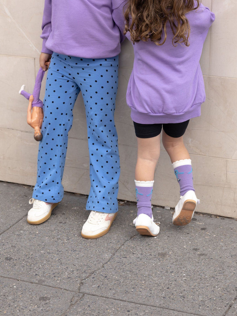 Polka Dots Flared Trousers (Blue) by Mini Rodini