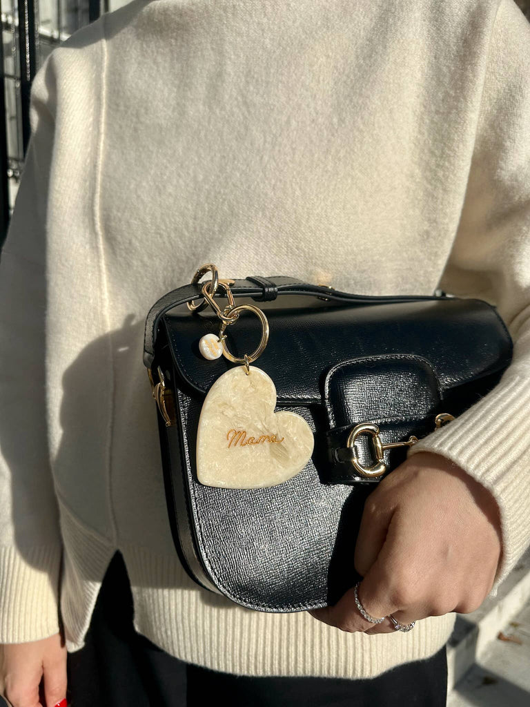 Hand-painted Mama Heart Acetate Bag Charm + Keychain by Solar Eclipse