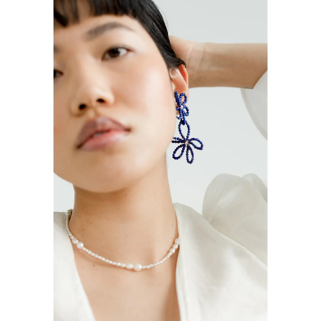 Bloom Dangle Earrings (Lapis) by Kara Yoo