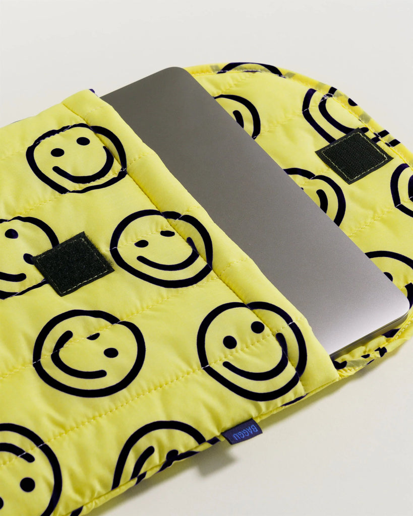 Puffy Laptop Sleeve (Yellow Happy) by Baggu
