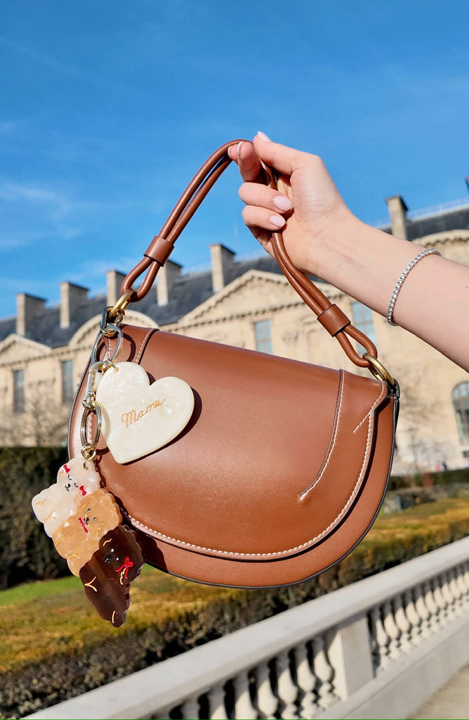 Hand-painted Mama Heart Acetate Bag Charm + Keychain by Solar Eclipse