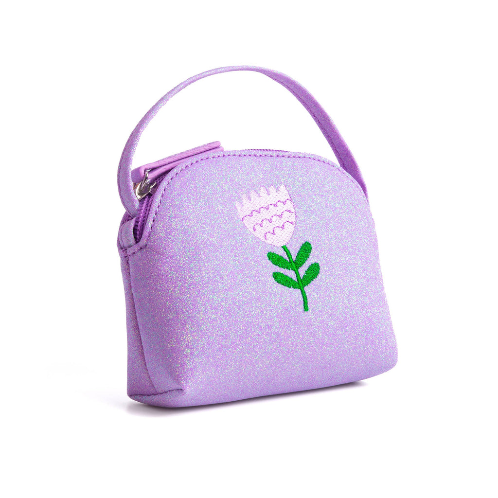 Sparkly Purse with Flower Embroidery (Purple) by Peppercorn Kids
