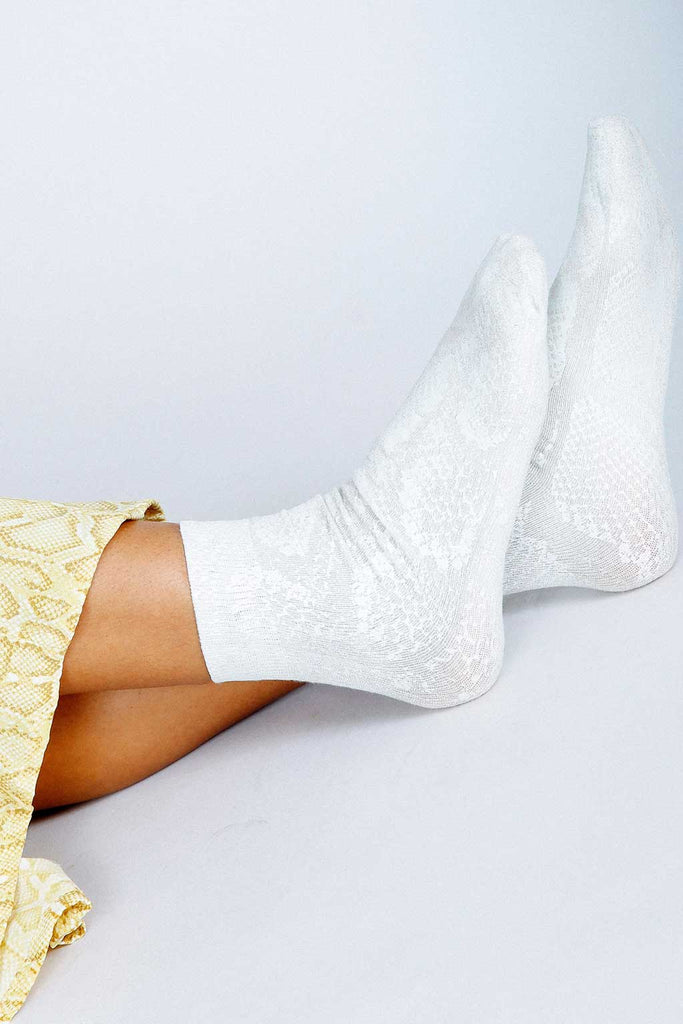 Shimmer Ankle Socks (White) by Tailored Union