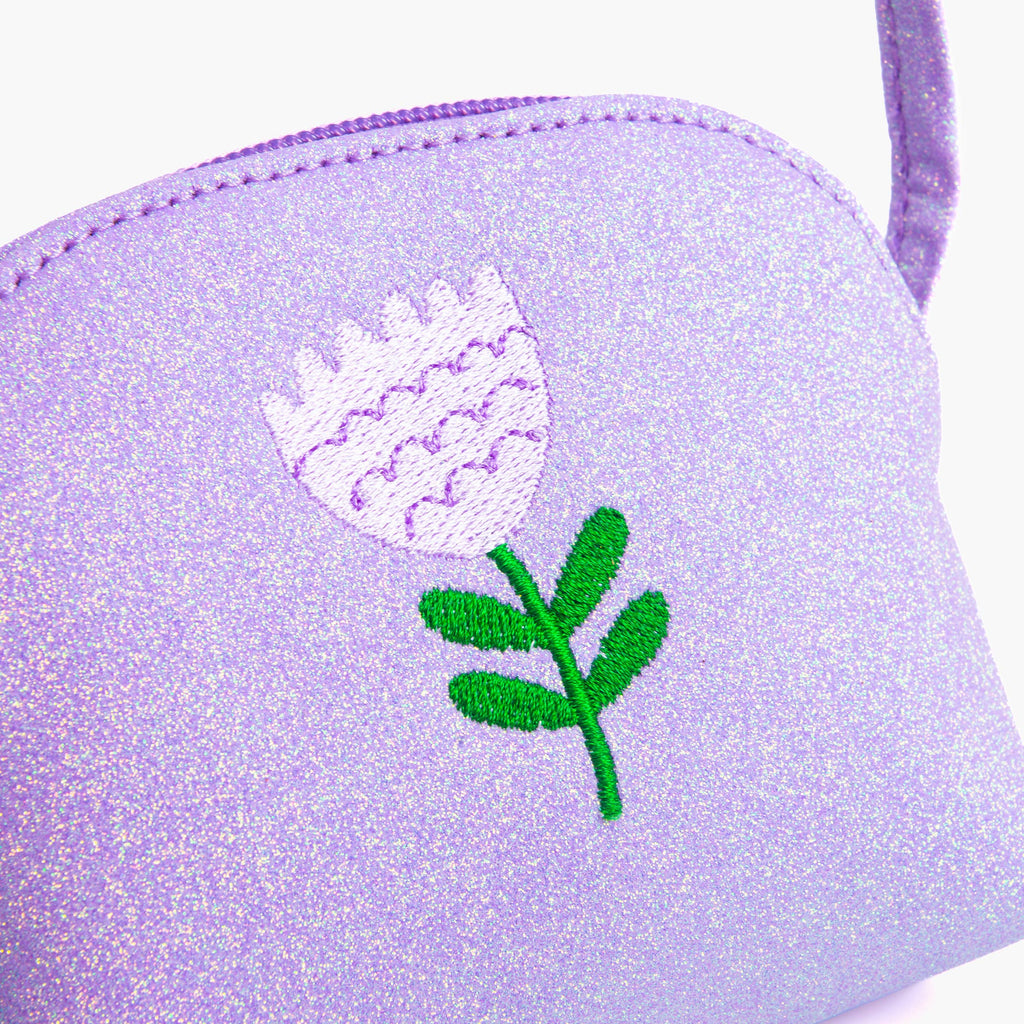 Sparkly Purse with Flower Embroidery (Purple) by Peppercorn Kids
