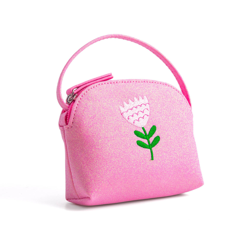 Sparkly Purse with Flower Embroidery (Pink) by Peppercorn Kids