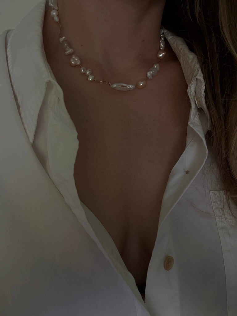 Peach Squiggle Necklace by The Yo Store