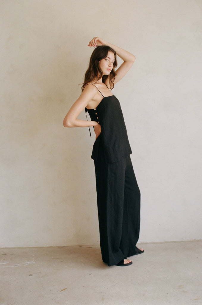 Woven Wide Leg Pants (Black) by a.ren
