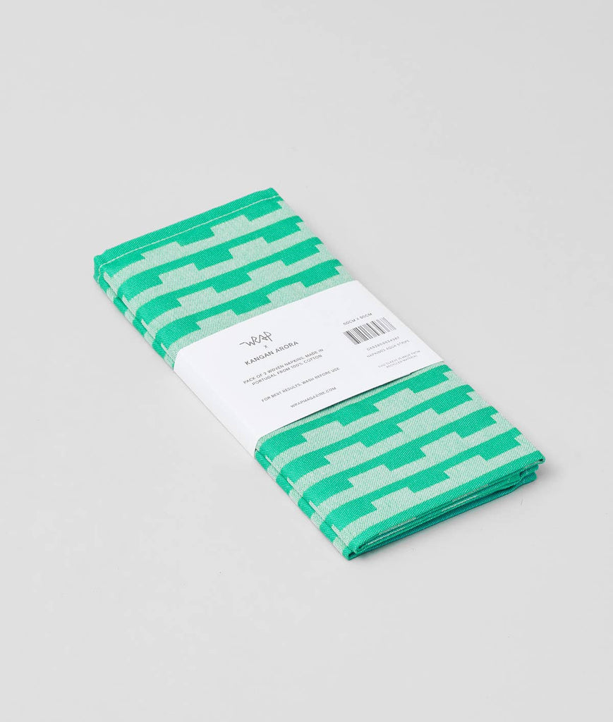 Stripes Napkin Set (Turquoise/Natural) by Wrap