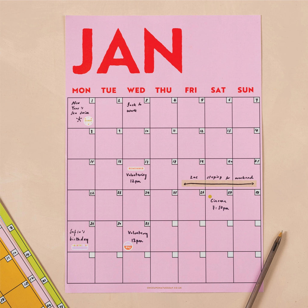 Montly Undated Wall Planner by Good Tuesday