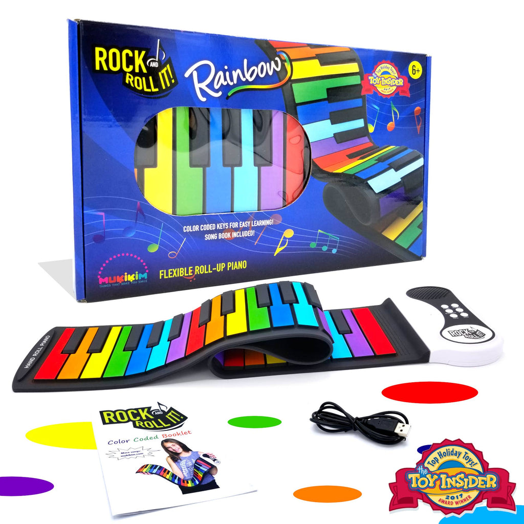 Rainbow Piano - 49 Color Coded Keys + Play-By-Color Songbook by MukikiM Toys & Games