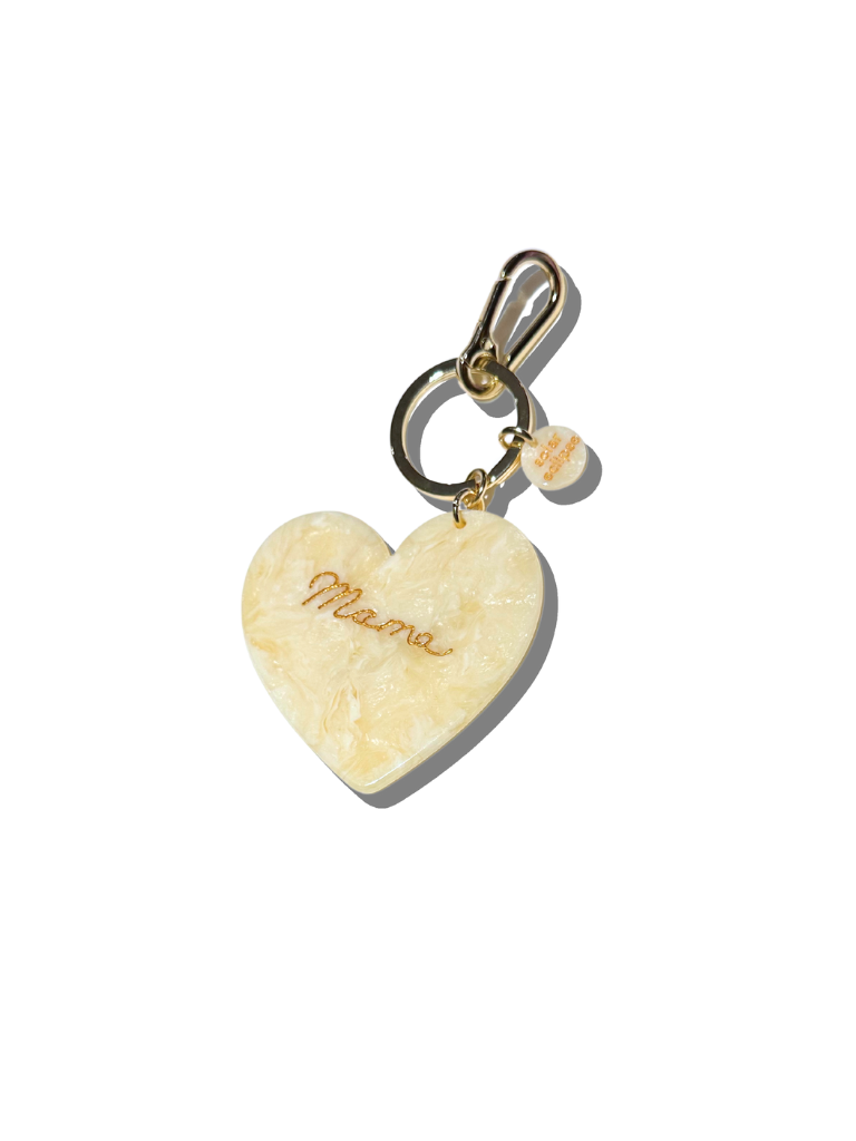 Hand-painted Mama Heart Acetate Bag Charm + Keychain by Solar Eclipse