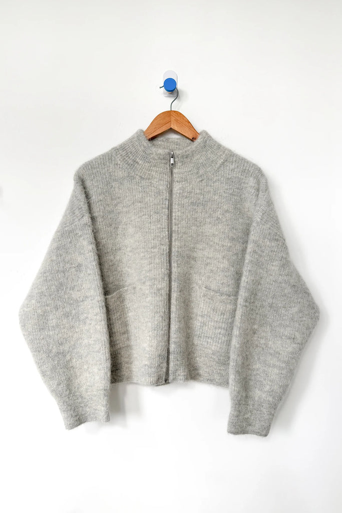 Alpaca Zip Front Jacket (Light Grey) by Le Bon Shoppe