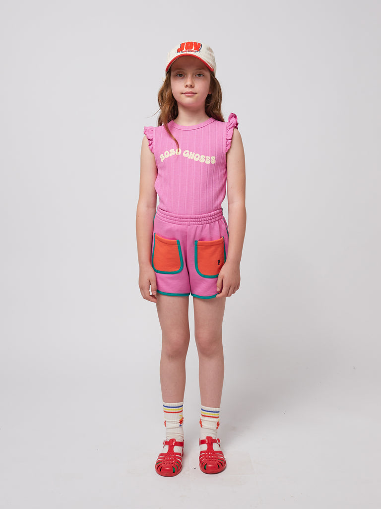 Pink Color Block Shorts (Kids) by Bobo Choses