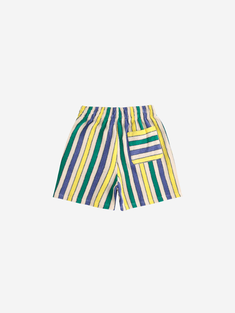 Multicolor Stripes Terry Cloth Shorts (Kids) by Bobo Choses