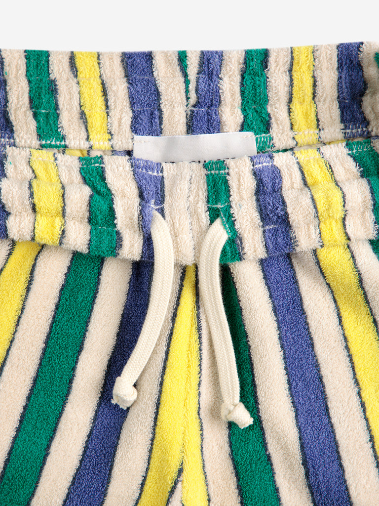 Multicolor Stripes Terry Cloth Shorts (Kids) by Bobo Choses