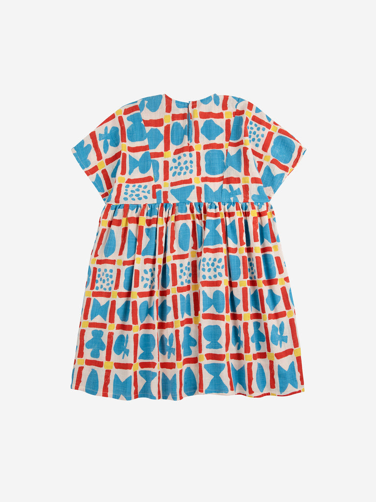 Geometric Game Woven Dress (Kids) by Bobo Choses