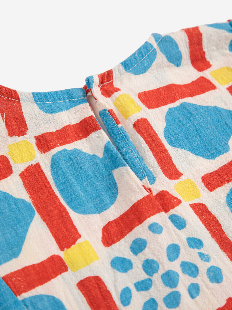 Geometric Game Woven Dress (Kids) by Bobo Choses