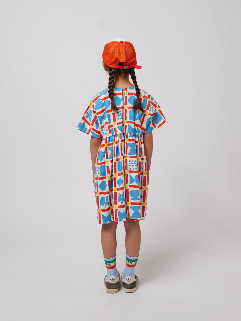 Geometric Game Woven Dress (Kids) by Bobo Choses