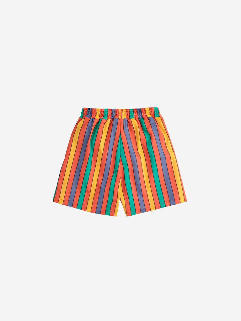 Multicolor Stripes Swim Board Shorts (Kids) by Bobo Choses