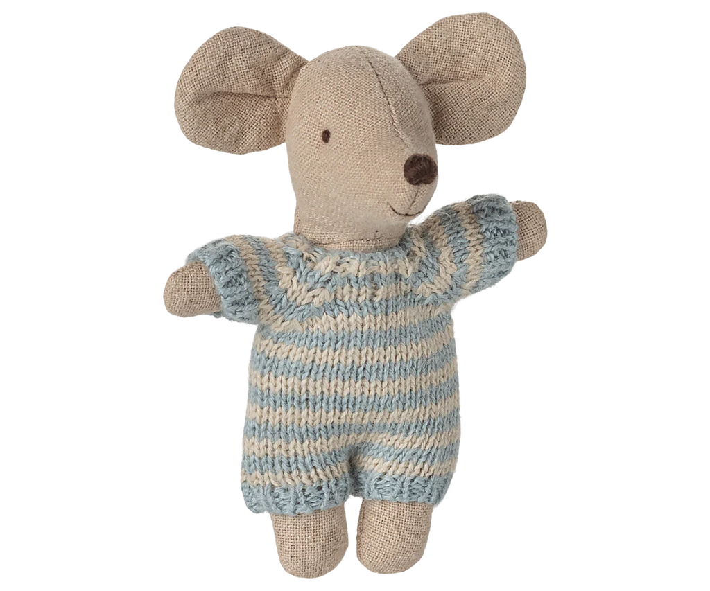 Baby Mouse in Carry Cot (Blue) by Maileg