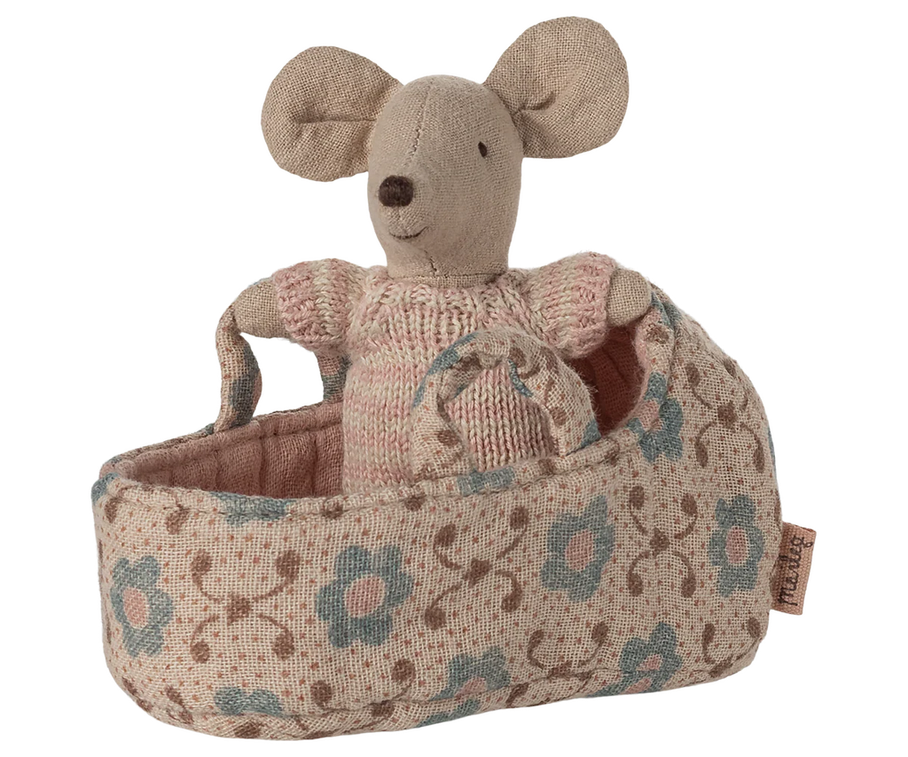 Baby Mouse in Carry Cot (Rose) by Maileg