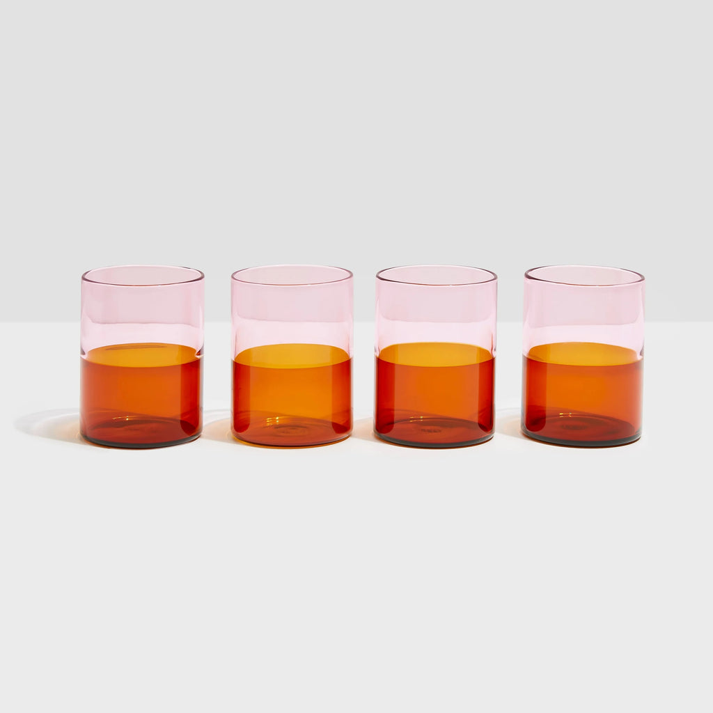 Two Tone Glasses Pink/Amber (Set of 4) by Yo Home