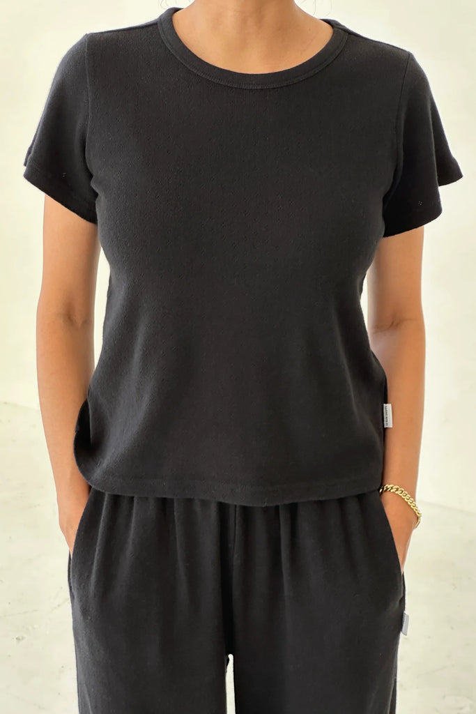 Pointelle Babe Tee (Black) by Le Bon Shoppe