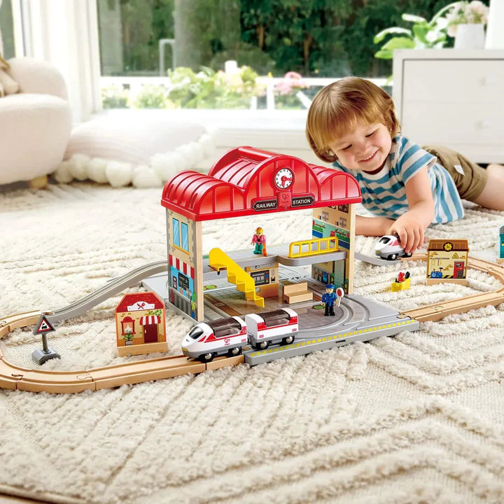 Portable Train Station Set by Hape