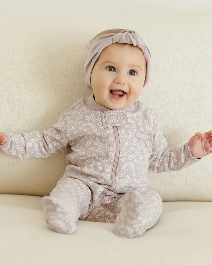 Zip Long Sleeve Sleeper Footie (Lavender Ditsy) by Quincy Mae