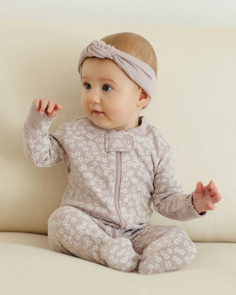 Zip Long Sleeve Sleeper Footie (Lavender Ditsy) by Quincy Mae
