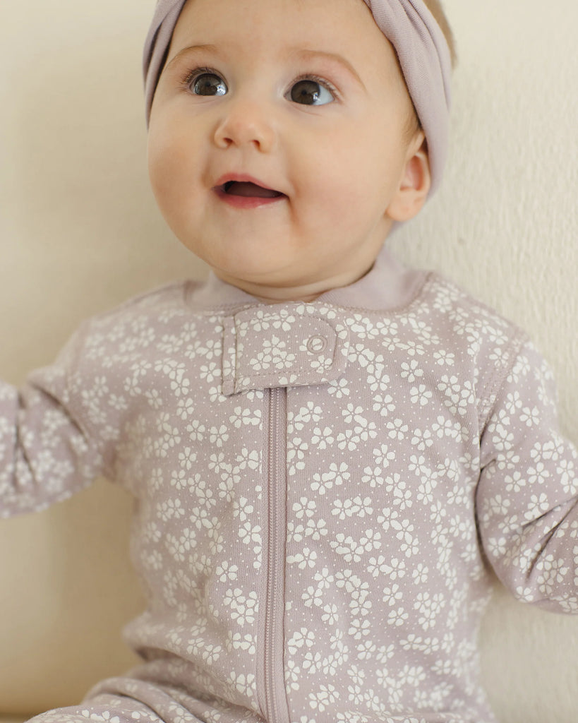 Zip Long Sleeve Sleeper Footie (Lavender Ditsy) by Quincy Mae