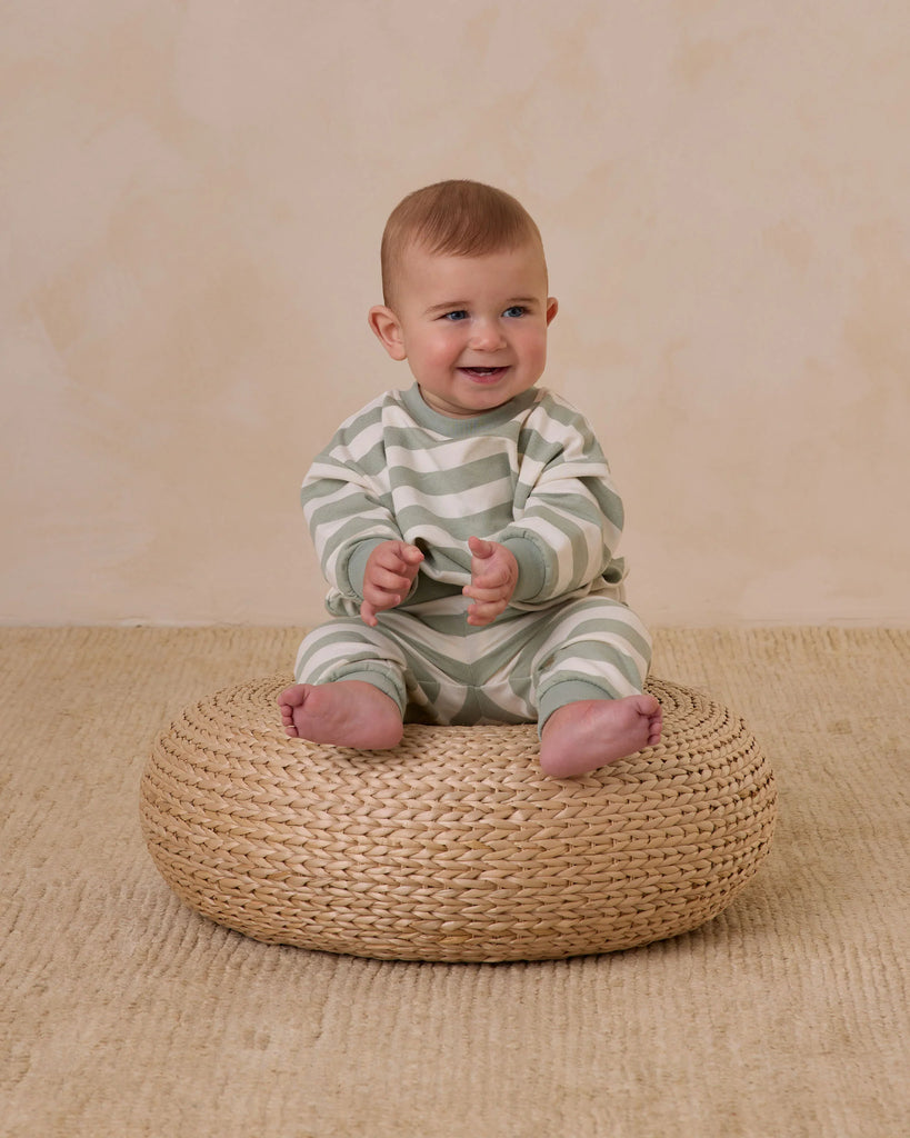 Relaxed Sweatshirt (Sage Stripe) by Quincy Mae