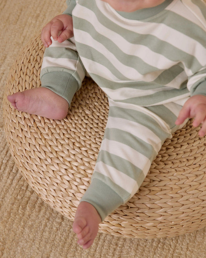 Relaxed Sweatpant (Sage Stripe) by Quincy Mae