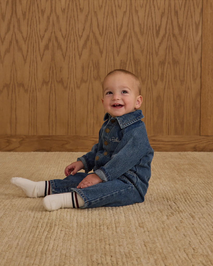 Collared Jumpsuit (Indigo Denim) by Rylee + Cru