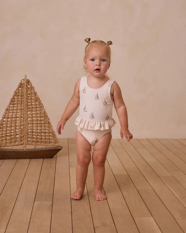 Skirted One-Piece (Sailboats) by Rylee + Cru