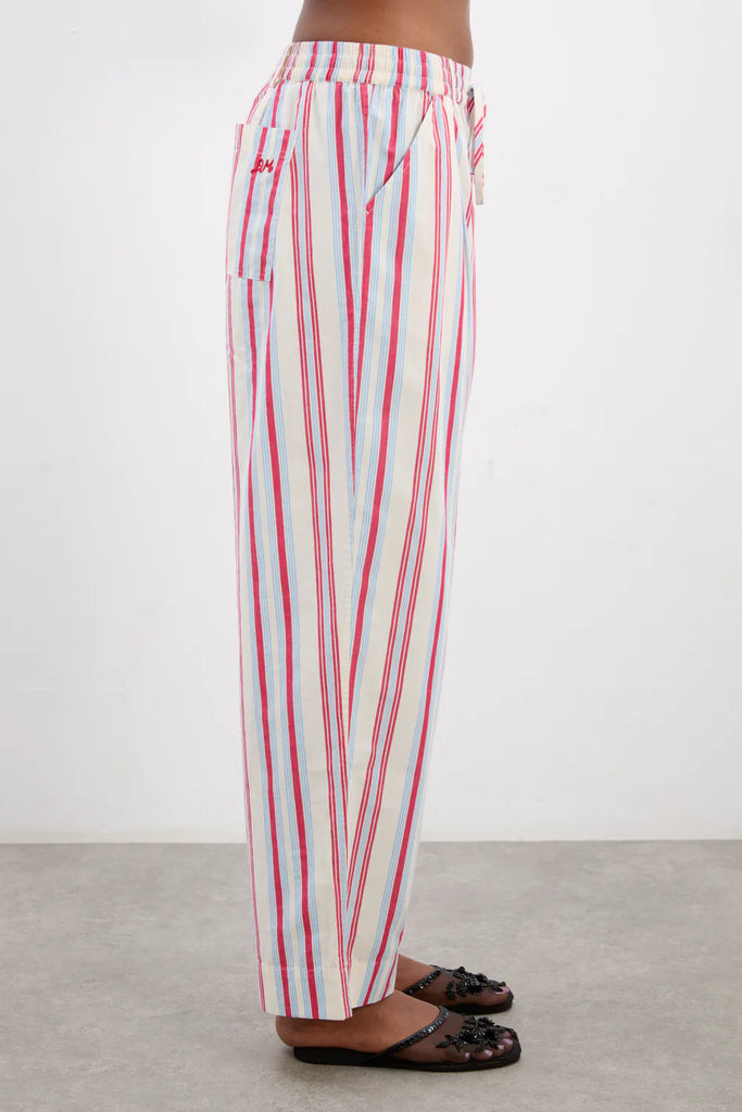 Georgia Trousers (Butter Cherry Stripe) by Damson Madder