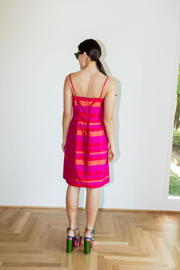Yo Vintage: Silk Stripe 90s Dress (M) by Yo Vintage!