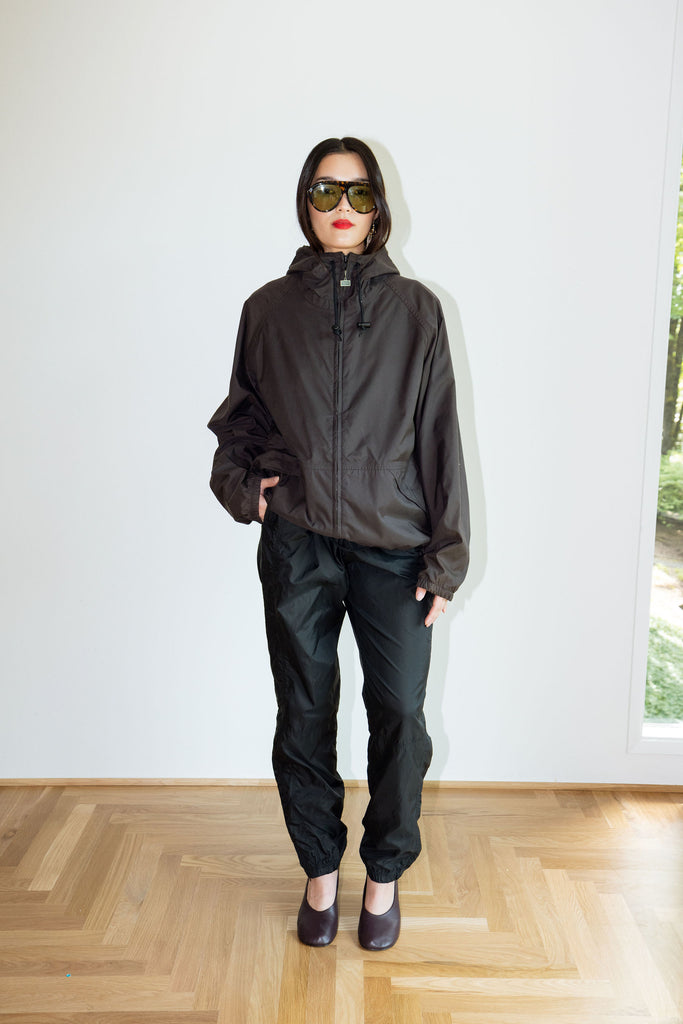 Yo Vintage: Black Windbreaker Jacket (L) by Yo Vintage!