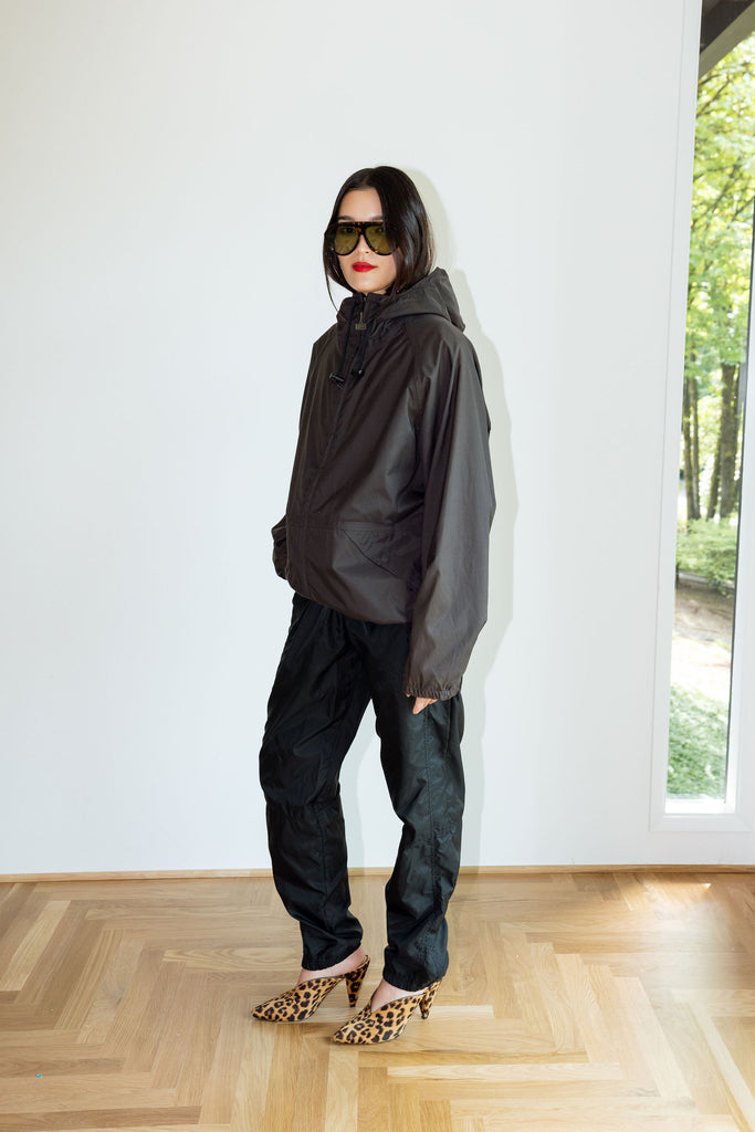 Yo Vintage: Black Windbreaker Jacket (L) by Yo Vintage!