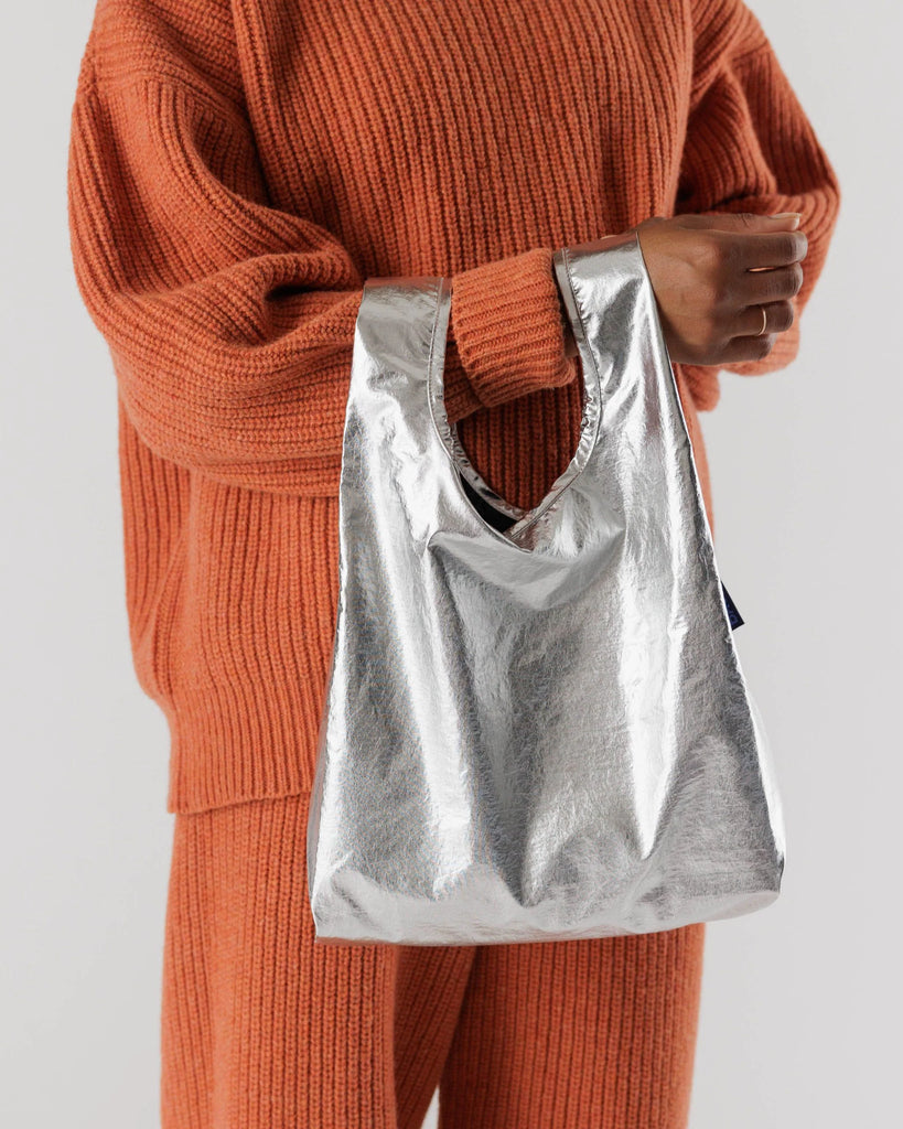 Baby Baggu Tote (Metallic Silver) by Baggu