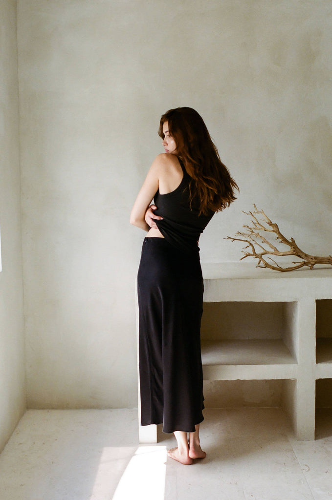 Organic Cotton Washed Ribbed Tank (Black) by a.ren
