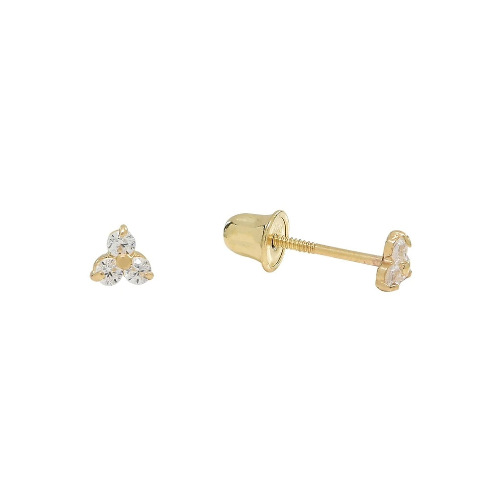 CZ Tri Stud (Solid Gold) by Ofina Jewelry