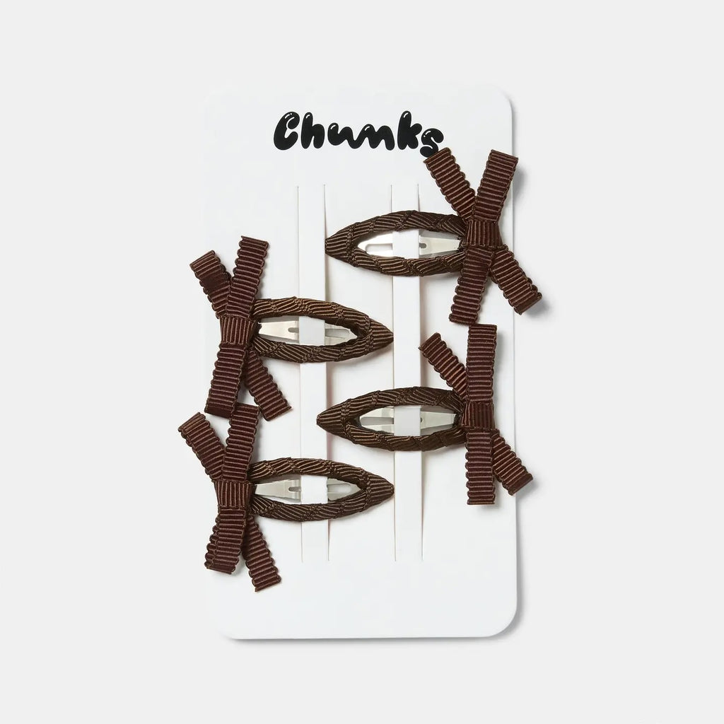 4 Mini Bow Snap Clip Set (Chocolate) by The Yo Store