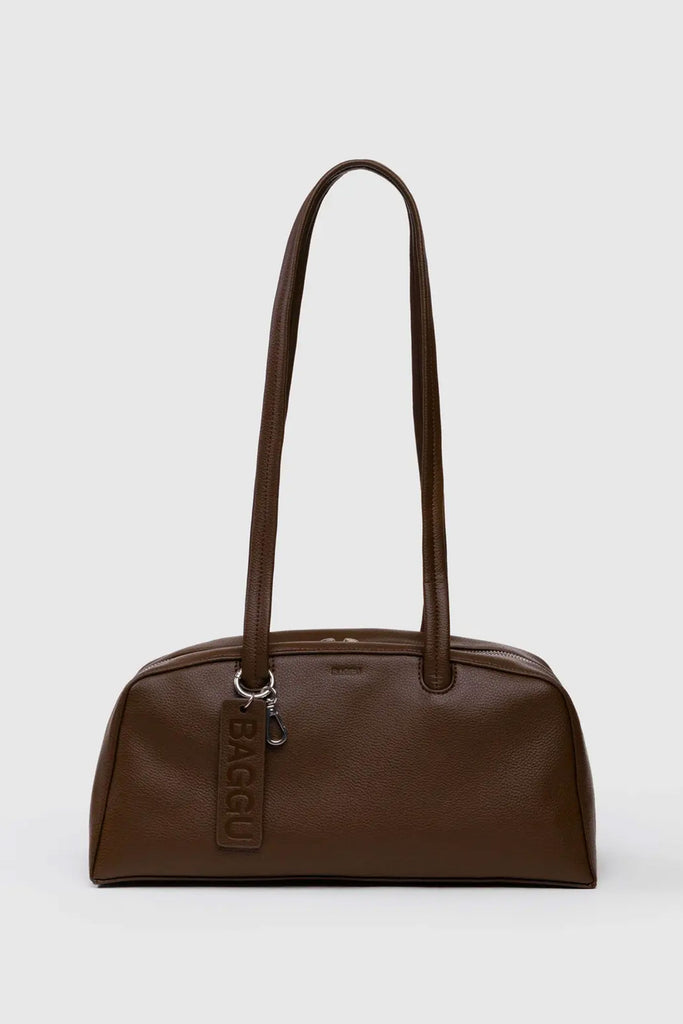 Recycled Leather Bowler Bag (Brown) by Baggu