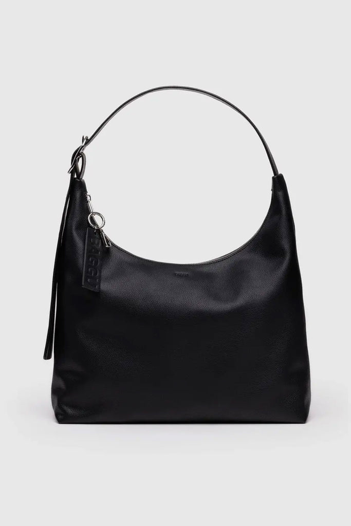 Recycled Leather Shoulder Bag (Black) by Baggu