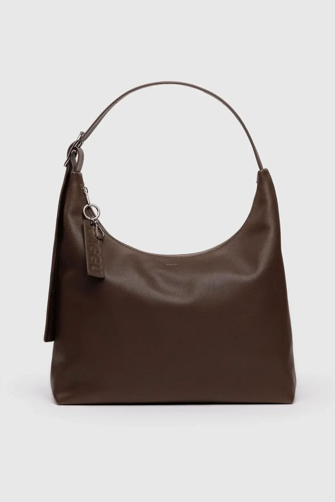 Recycled Leather Shoulder Bag (Brown) by Baggu