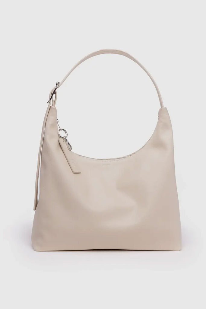 Recycled Leather Shoulder Bag (Stone) by Baggu